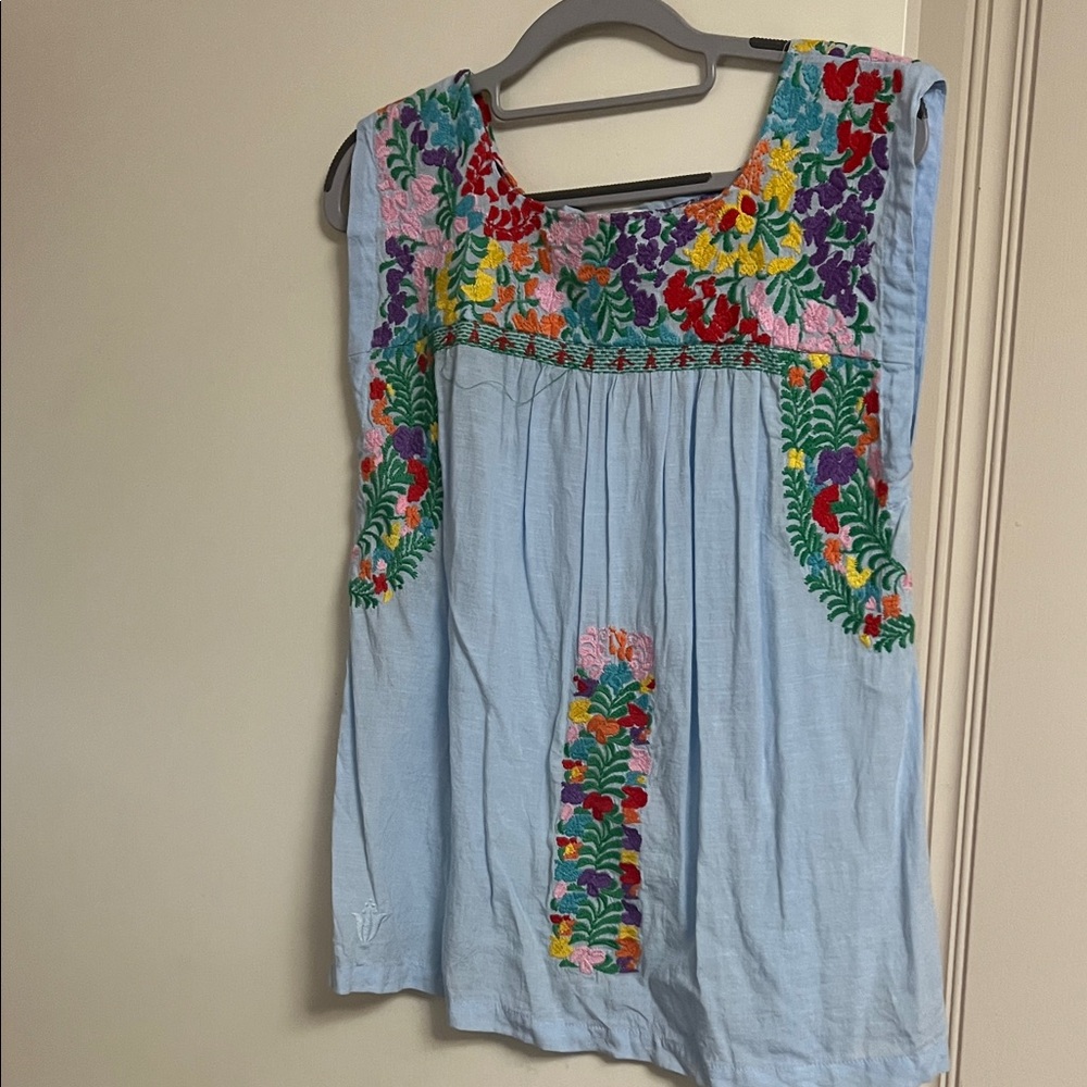 J. Marie Embroidered Blue Women's Top